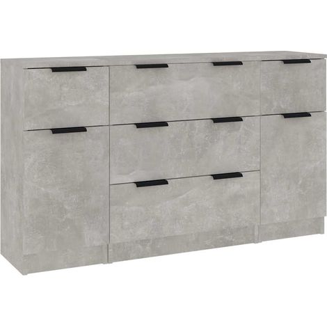 Maison Exclusive - Ensemble de buffets 3 pcs Gris béton Bois d'ingénierie (1/5)