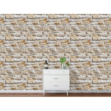 Wallarena Vliestapete Beige Ziegel Mauer Struktur, für Wohnzimmer und Schlafzimmer, 10 m x 50 cm – Komplettset inkl. Kleister & Anleitung (1/5)