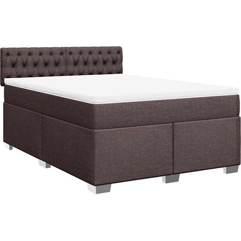 vidaXL Sommier à lattes de lit avec matelas Marron foncé 140x190 cm (1/5)