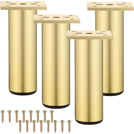 (doré,20 cm)Lot de 4 pieds de meubles réglables en alliage d'aluminium,200 mm,pour armoire,mobilier de bureau,canapé,métal (1/5)