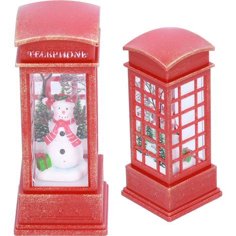 Ornement de Noël cabine téléphonique rétro en PVC veilleuse LED décoration maison lumineuse cadeau 5,2 x 5,2 x 12,1 cm 104 g 3 piles LR44 160 mAh incluses 1 pièce (1/5)