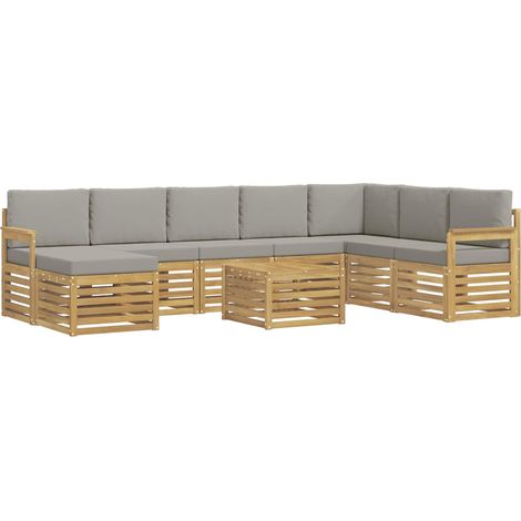 Set di divani da esterno 7 pz Bianco e Grigio Chiaro Poliestere vidaXL (1/5)