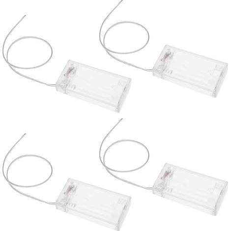 4 Pièces 2AA Boîte de Support de Batterie Boîtier Transparent Fermé Support de Prise de Batterie Clair avec Interrupteur Marche/arrêt Fils d'extension Fils Pince à Ressort de Prise Transparent (1/5)