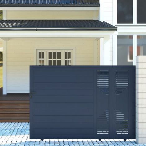 Portail coulissant aluminium 300x173 cm anthracite X-Metal (1/5)