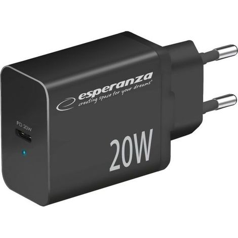 Esperanza quick power charger 20w usb c pd black (1/5)
