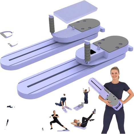 Reformer Pilates Portable, Équipement de Fitness Multi-Fonction, Appareil d'Entraînement Musculaire, Violet (1/2)