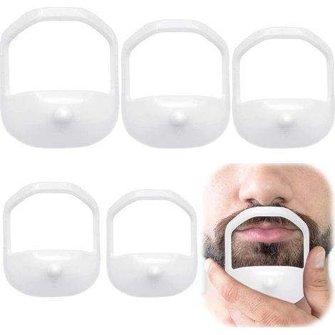 Lot de 5 pochoirs à barbe, pochoirs de rasage Goatee, blanc, pour homme, pour moustache Goatee (1/5)