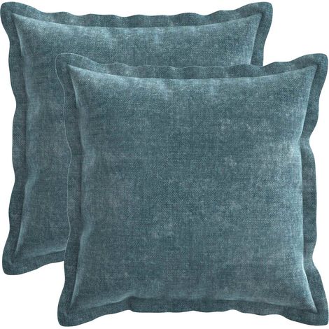 Housse de coussin 2 pc HOUTEN Bleu 30 x 30 cm Tissu Chenille vidaXL (1/5)
