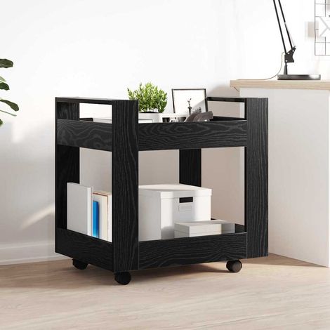 vidaXL  Desk Trolley  Black Oak 60 x 45 x 60 cm Engineered Wood