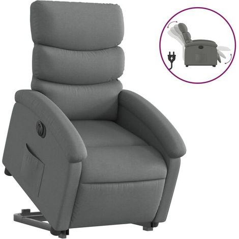 Chaise électrique relaxante en tissu, dossier inclinable et repose-pieds réglable, gris foncé – pour soulagement lombaire et détente quotidienne (1/5)