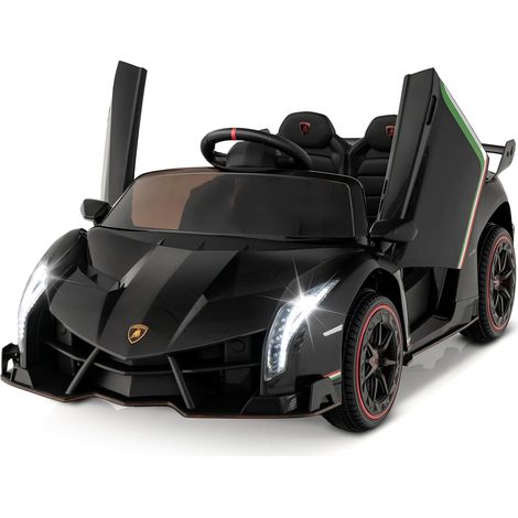 COSTWAY Coche Eléctrico para Niños Lamborghini 12V, Vehículo Eléctrico con Control Remoto de 2,4 G, 3 Velocidades, Puertas Hidráulicas, Luces LED, Rueda, Bocina, Música, para Niños 3-8 Años (Negro) (1/5)