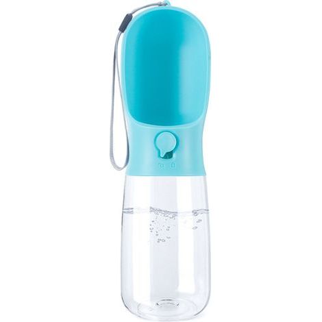 Botella de agua para perros, botella de agua portátil para paseos con perros, fuente de agua multifuncional para exteriores para perros y gatos (turquesa, 550 ml) (1/5)