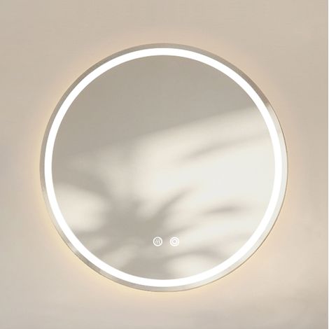 Espejo de baño redondo 60x60 cm con luz LED, antivaho, 3 tonos, plateado HAVRYA (1/3)