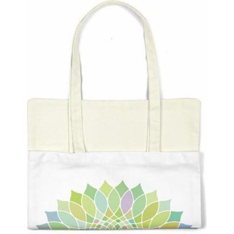 Sac shopping en toile coton Bonamaison - tote bag réutilisable 34 x 40 cm, anses longues (1/4)