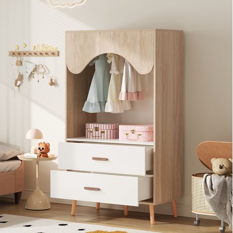 Armadio per bambini aperto 80x46x141,5 cm in legno bianco/naturale, con contenitore FloraGrace (1/5)