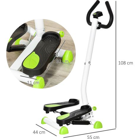 Stepper Fitnessgerät, LCD-Monitor, rutschfeste Pedale, Stahl und ABS, 55x44x108 cm, Grün+Schwarz (1/5)