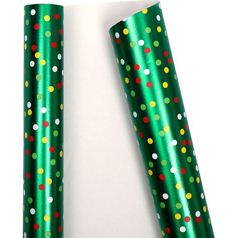 Wrapping Paper - Metallic Foil - 45 cm x 300 cm - Christmas Birthday Holiday Decor - 80 Gsm - 1 Roll (1/2)