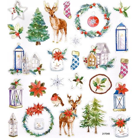 Pegatinas decorativas navideñas con animales (28 unidades). (1/5)