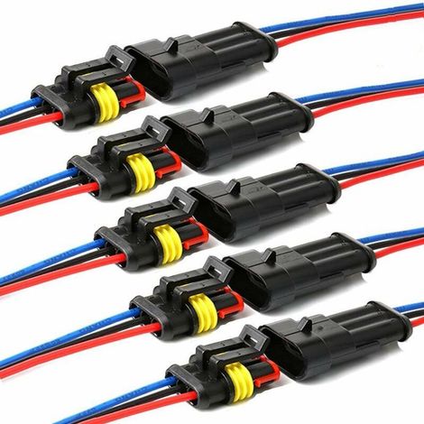 Connecteur étanche,connecteurs de Fils électriques autobloquants à 3 Broches avec Fil 16 AWG Marine pour Les connexions de Voiture,Camion,Bateau et Autres Fils. (5pack) (1/4)