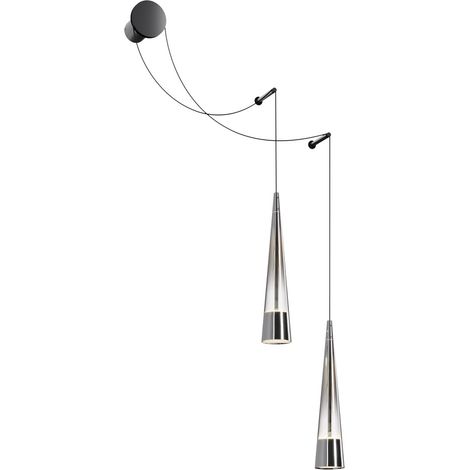 Applique Da Parete Moderno Sintesi Metallo Cromo Vetro 2 Luci Led 24W (1/5)