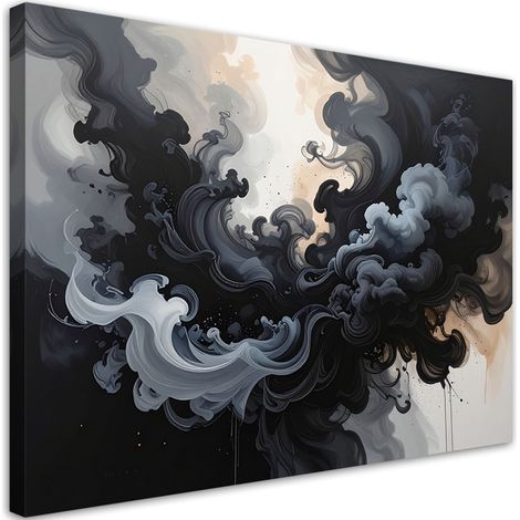 Quadro su tela Fumo astrazione nero e grigio 30x20 (1/5)