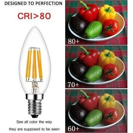 Ampoules LED Filament Flamme E14 6W Equivalent 60W Blanc Chaud 2700K 600LM Ampoule LED E14 Flamme Forme Bougie Ampoule Filament LED Flamme Bougie Non-Dimmable Lot de 10 [Classe énergétique A++]