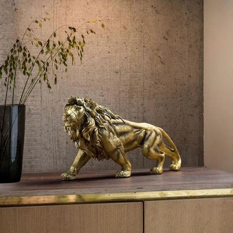 Gran estatua de león, escultura animal, artesanía en resina para decoración navideña del hogar, porche y oficina. (1/3)
