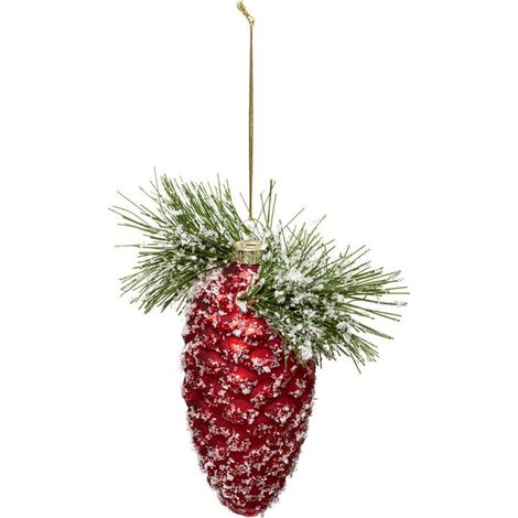 Paris Prix - Sujet De Noël Pomme De Pin soir 13cm Rouge