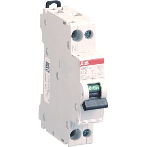 ABB – Disjoncteur unipolaire 2A courbe C – 1 pôle + neutre – 3kA pouvoir de coupure – 17,5mm largeur pour installation électrique (1/4)