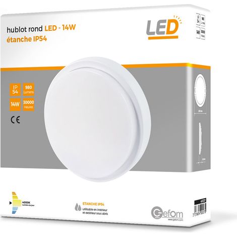 Hublot rond Ip54 leds 4000K - 14W - 980Lm - dimension 19048 (1/3)