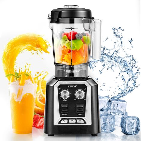 VEVOR Frullatore per Bevande Fredde da Banco Frullatore in Barattolo Capienza ca. 2L, Mixer in Acciaio Inossidabile con 3 Funzioni per Bevande Ghiacciate, Smoothie, Nero (1/5)