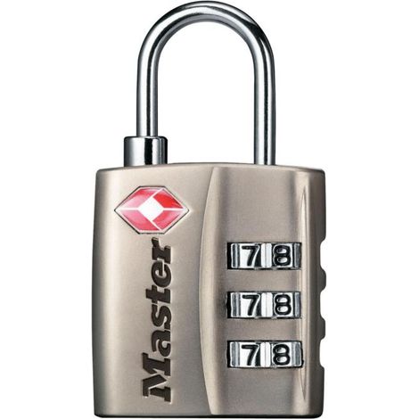 Master Lock 4680EURDNKL TSA Zahlenschloss, Grau, 5,5 x 3 x 2,6 cm