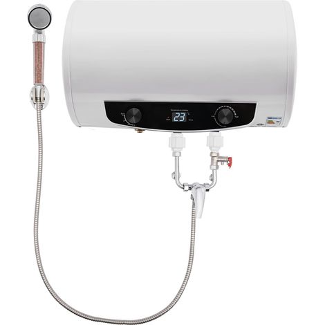 Chauffe-eau électrique de 3 litres 2000 W Puissance calorifique Chauffe-eau accumulateur Protection contre les fuites Rideaux muraux horizontaux équipés 25-75 °C Bouilloire [Classe énergétique B]