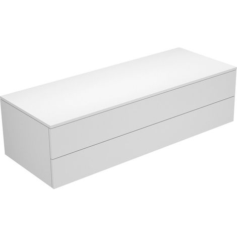 Keuco Edition 400 Buffet 31762, 2 tiroirs, 1400 x 382 x 535 mm, Corps/Avant: Laqué blanc brillant / Verre truffé brillant - 31762820000 (1/2)
