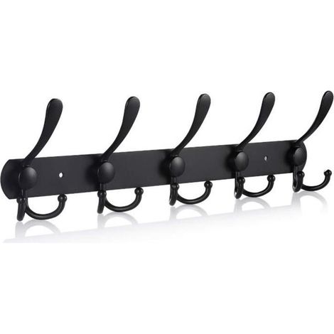 Wall Hooks, Wall-Mounted Coat Rack, Coat Hooks, Stainless Steel Wall-Mounted Coat Rack, Coat Rack, Black Wall Hook (1/5)