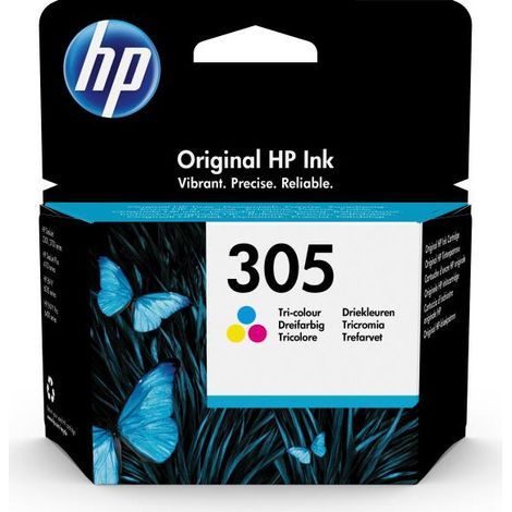 Cartouche d'encre HP 305 authentique tricolore (3YM60AE) pour HP DeskJet 2300/2710/2720/Plus4100, HP Envy 6000/Pro 6400