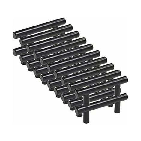 20pcs Poignee Meuble noir Poignée de Meuble Cuisine noir T Poignées Placard Tiroir Noir Entraxe 96mm-LIAIKI (1/5)