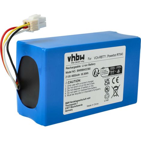 vhbw Akku kompatibel mit Samsung Powerbot VR2AK9350WK, VR20K9000UB Staubsauger Home Cleaner Heimroboter (4600mAh, 21,6V, Li-Ion)