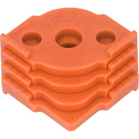 Gabarit de rayon de 4 pièces pour défonceuse, en ABS résistant à l'usure, pour le travail du bois. Gabarit d'angle demi-arrondi orange. (1/5)