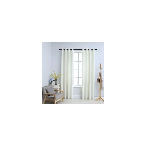 Tende oscuranti con occhielli, 2 pezzi, velluto crema, 140 x 225 cm - Crezuo (1/4)
