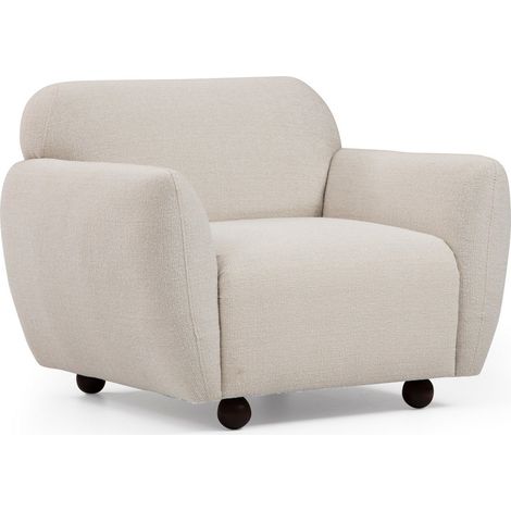 Fauteuil moderne tissu beige clair Kelly 90cm (1/5)