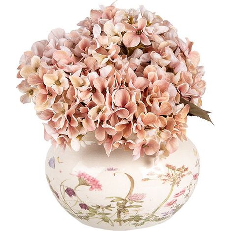Pot fleurie céramique beige rose 17x12cm
