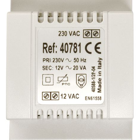 Aiphone – Transformateur 230 Vac / 12 Vac – 1,5 A – Fixation DIN 3 modules – Alimentation pour gâches électriques et claviers d'accès (1/3)