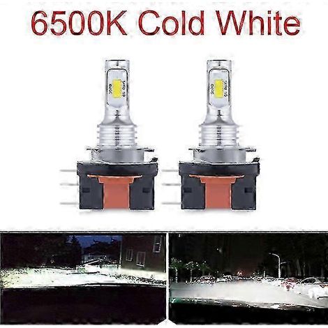 Convient pour 2 ampoules LED H15 H11B H8B sans erreur CSP-3570 pour phares de voiture, 80 W, 20 000 lm, feux de jour, kit d'éclairage automobile 6 500 K blanc jaune bleu (1/5)