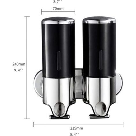Wall-Mounted Soap Dispenser 900 ml, for Bathroom, Shower Gel, Shampoo, and Conditioner, Ideal for Bathroom, Kitchen, and Hotel (Black) (1/5)