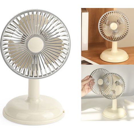Petit ventilateur électrique portable, simple et vintage, couleur jaune clair, rechargeable par USB, idéal pour l'été. (1/5)
