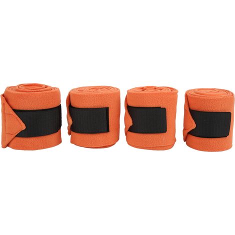 Bandages en polaire Double face auto-adhésifs pour jambes de cheval, 4 pièces, pour l'entraînement et l'exercice, orange (1/5)