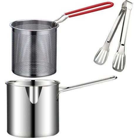 Marmite Multifonction en Acier Inoxydable 1200 ml avec Panier PassoireParfaite pour Friture et Bouillage de Pâtes et Légumes (1/5)