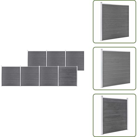 Gartenzaun WPC 1218x186 cm Grau - Holz-Zaun - WPC-Zaun - Gartenzaun - Privacy Screen - Sicherheitszaun (1/5)