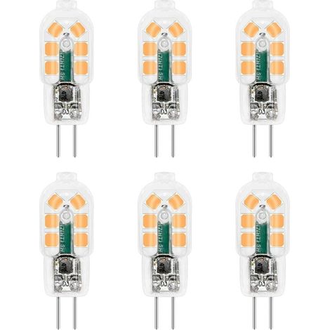 Ampoule G4 LED 12V 2W Blanc Chaud 3000K, 200lm, Équivalent Lampe Halogène G4 10W 20W, non-dimmable, Bi-pin G4 12V LED AC DC pour Lustre, Lampe de Table, lot de 6 [Classe énergétique F] (1/5)